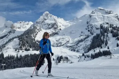 Cross-country skiing in the mountains