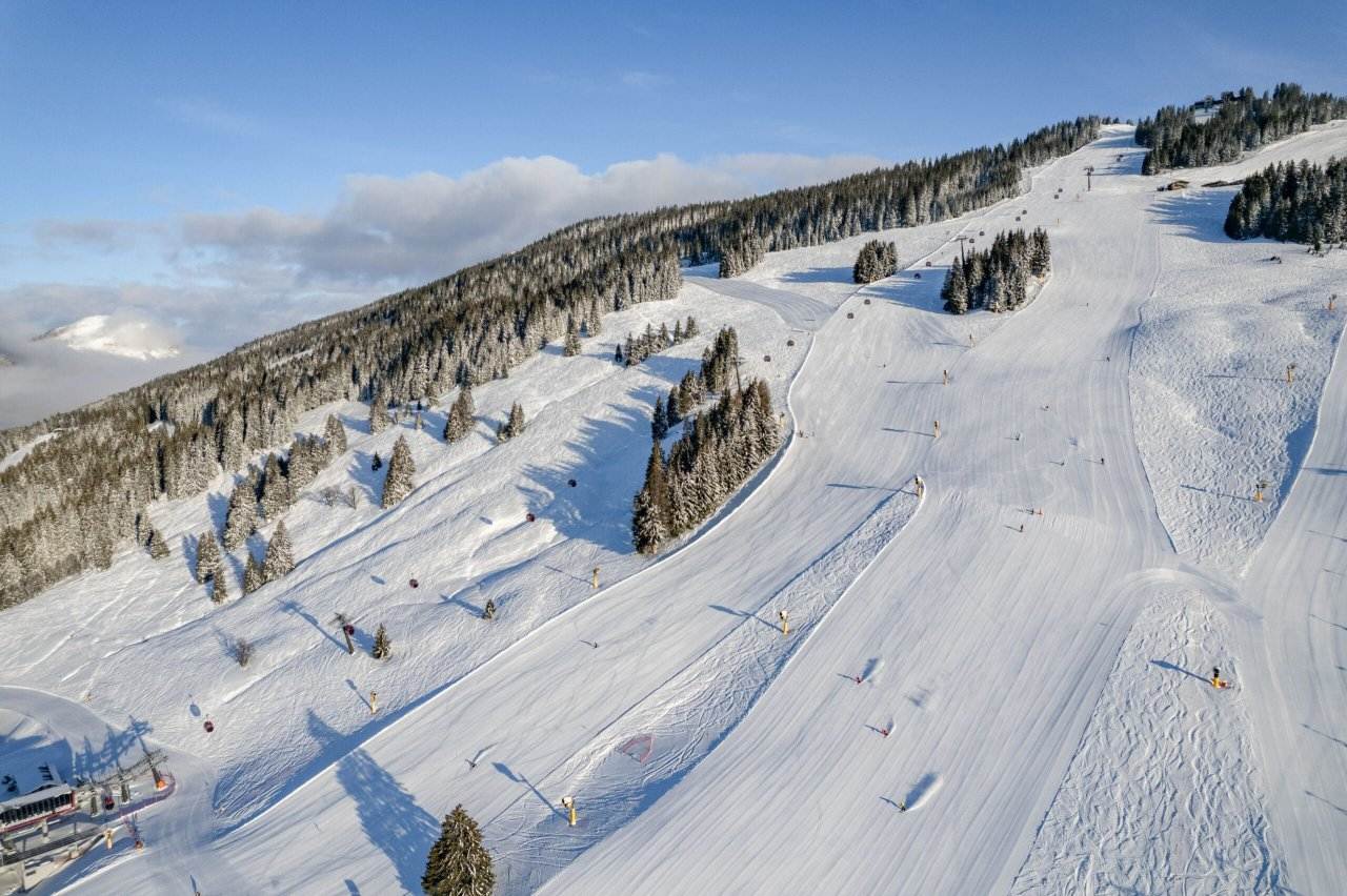 Austria’s top ski resort Skicircus - a drone shot of the slopes. Credit Andreas Putz