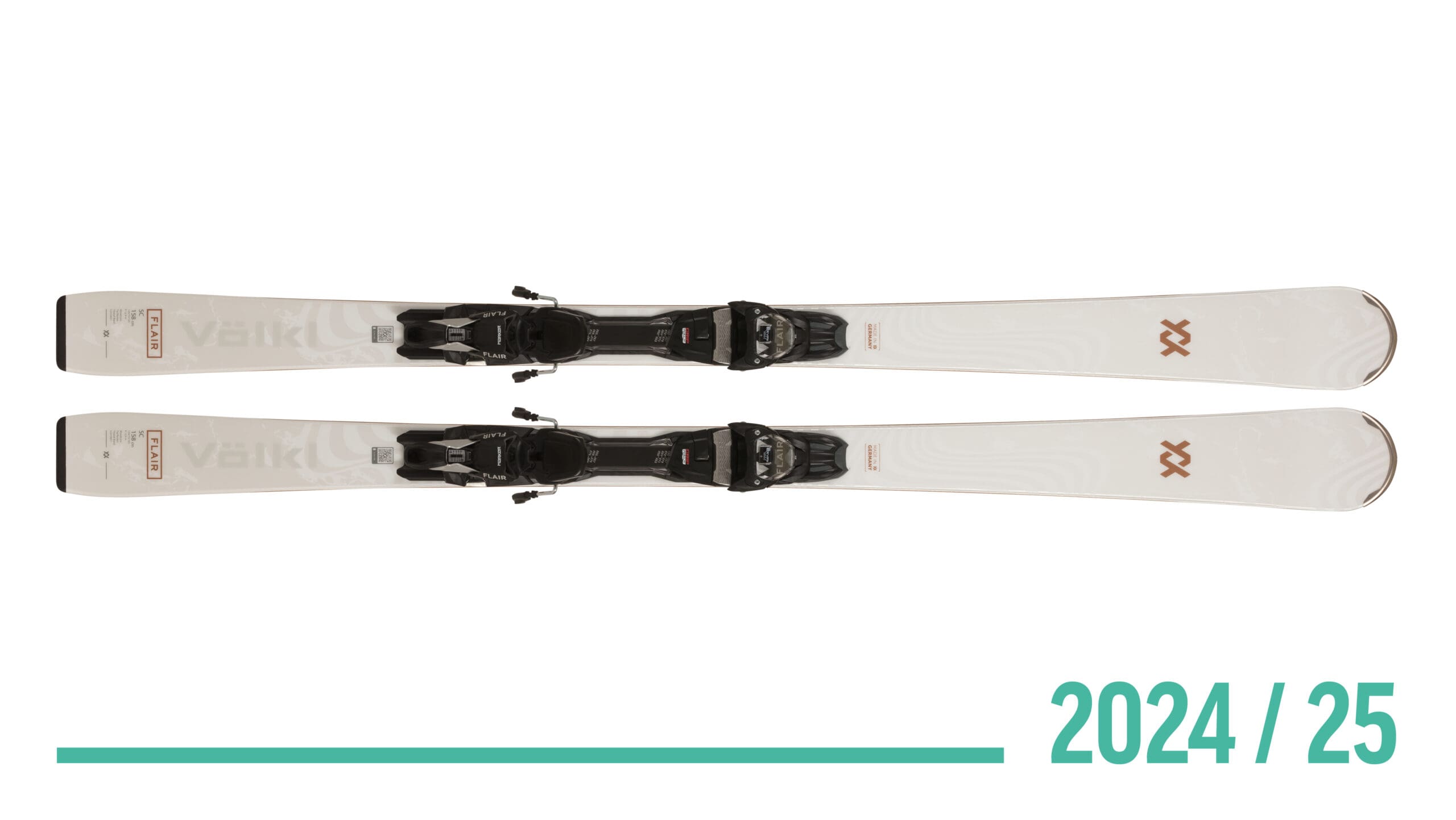 Ski Alpin Volkl Flair SC + Fixations – Femme – Blanc – Taille 151-155 Cm – Occasion