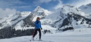 Cross-country skiing in the mountains