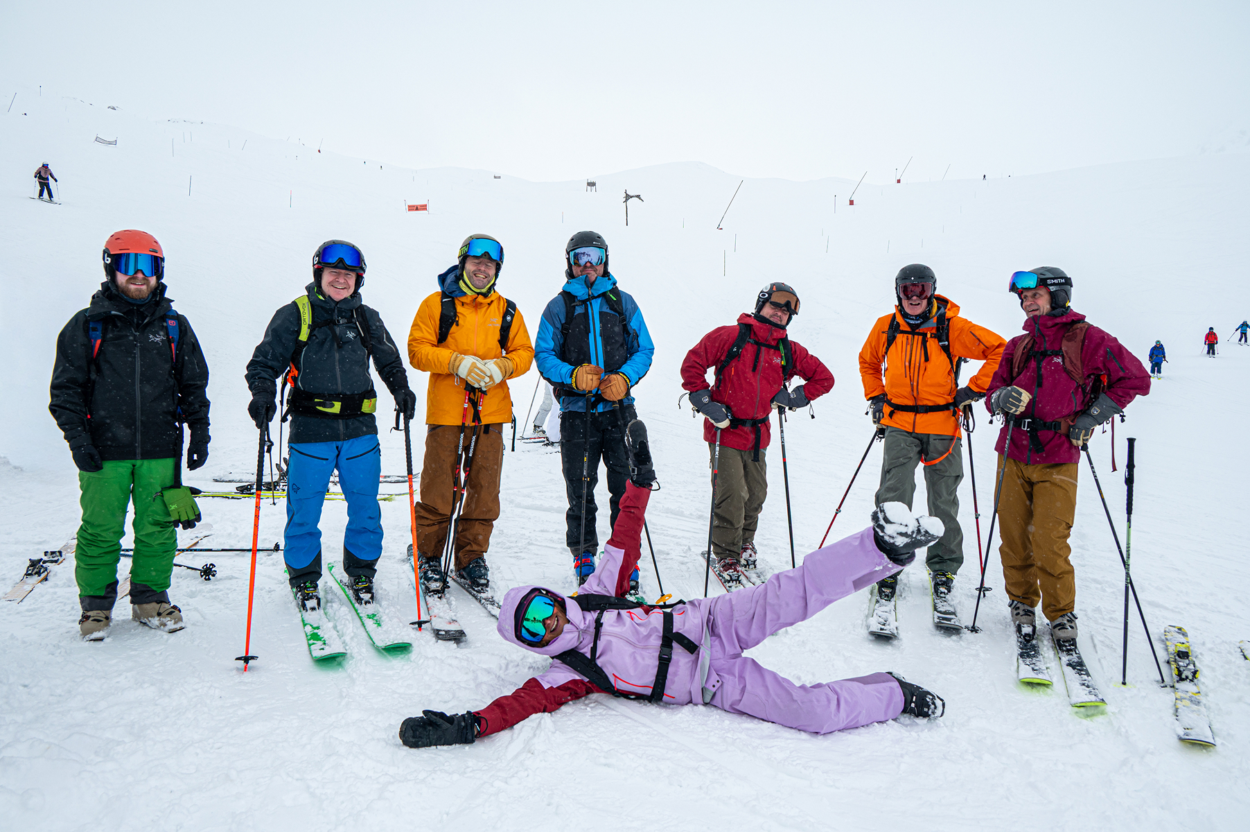 Ski Club members skiing together