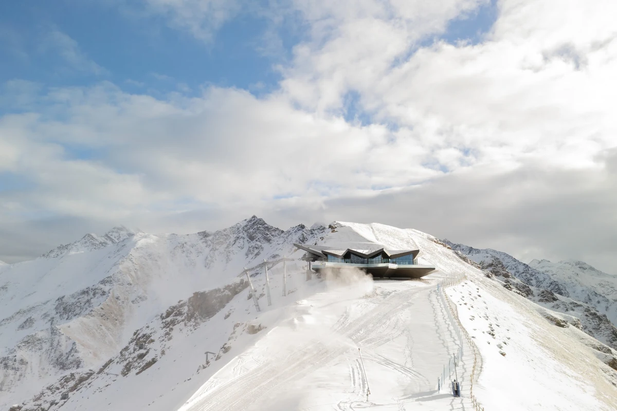 Mountain restaurant above the ski slopes at Pila