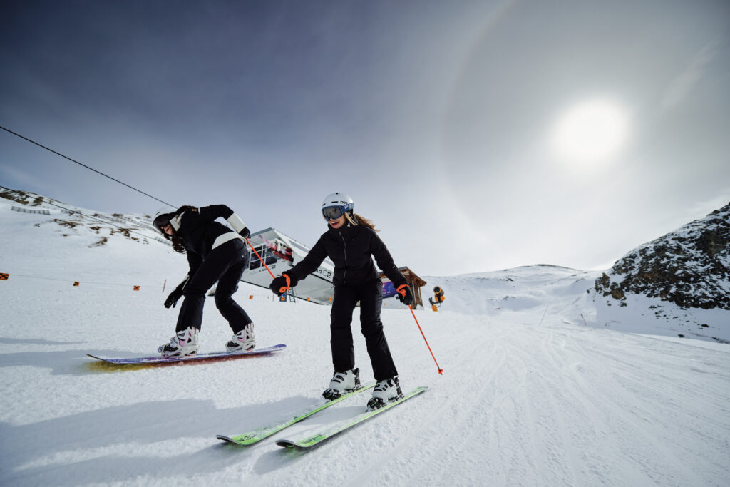Skiing on the pistes above Ischgl