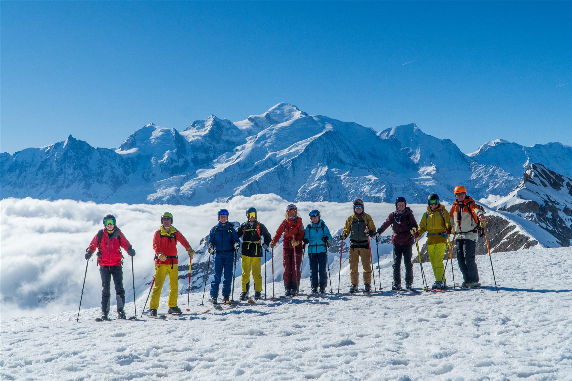 The group with Mont Blanc behind, Flaine